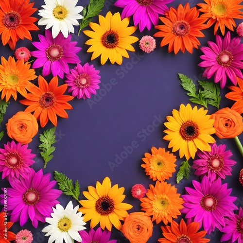 Framed flowers isolated on background top view. Mixed flower arrangements. Copy space. Blooms for mom. Wedding concept, Mother day, Bride beautiful bouquet, Birthday, Valentine day.
