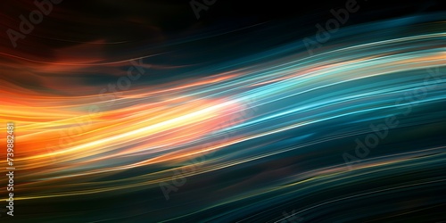 Speedy Motion of Light Rays and Stripes Against a Dark Backdrop. Concept Light Trails, Motion Blur, Long Exposure Photography, Dynamic Light Patterns