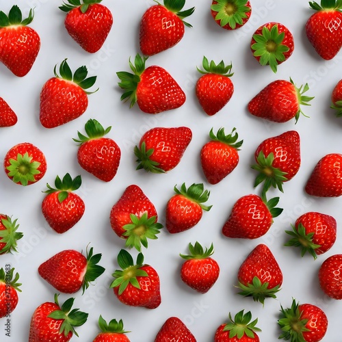 Strawberries frame on background. Top view of fresh strawberry on background. Heap of fresh and ripe strawberries.