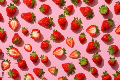 Strawberries frame on background. Top view of fresh strawberry on background. Heap of fresh and ripe strawberries.