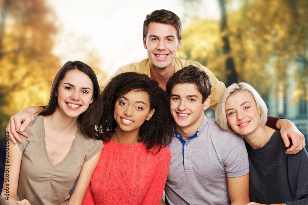 Portrait Of High School or university Students have fun Outdoors Portrait Of High School or university Students have fun Outdoors