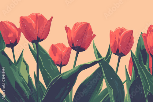 close up bouquet of colorful tulips as gift for easter, anniversary, birthday, mothers day In pastel spring colours with pink background isolated illustration vintage retro postcard style copy space