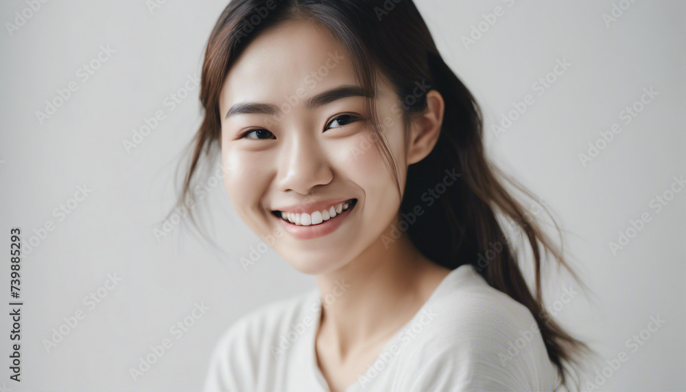 Portrait of an Asian young woman with a happy and sincere smile, isolated white background. copy space for text
Portrait of an Asian young woman with a happy and sincere smile, isolated white background. copy space for text