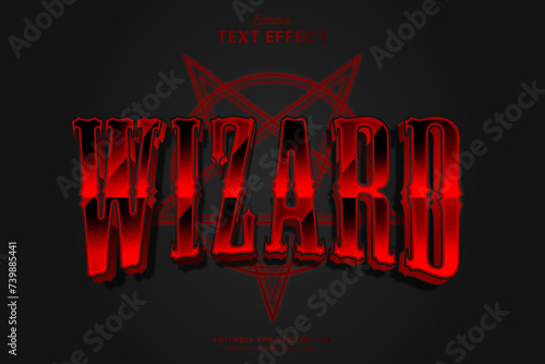 decorative elegant red wizard editable text effect vector design