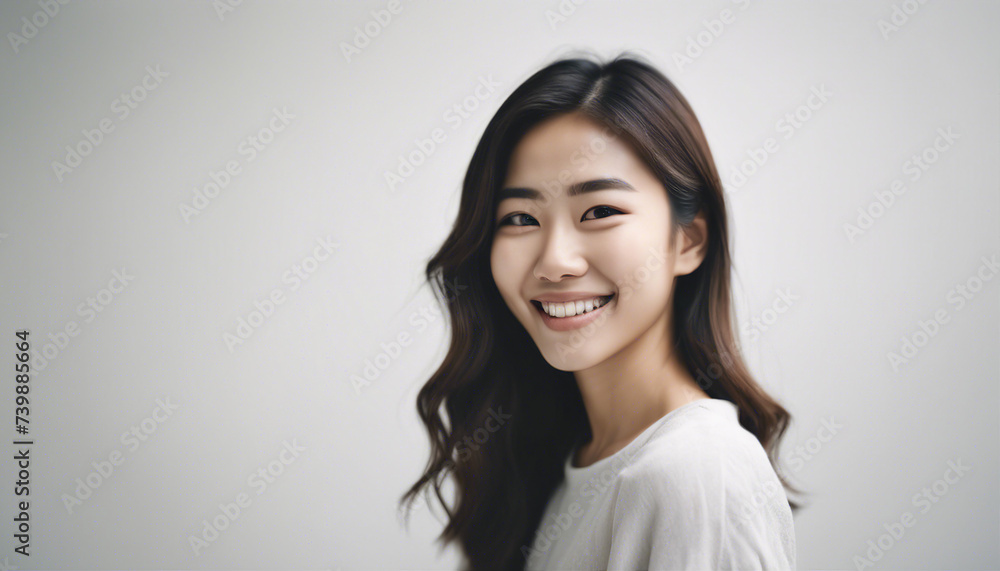 Portrait of an Asian young woman with a happy and sincere smile, isolated white background. copy space for text
Portrait of an Asian young woman with a happy and sincere smile, isolated white background. copy space for text