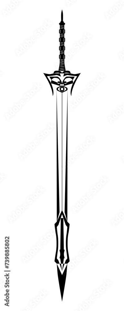 Sword outline. Ancient Longsword. Saber. Blade Tattoo. Vector illustration isolated on white background. Sword outline. Ancient Longsword. Saber. Blade Tattoo. Vector illustration isolated on white background.