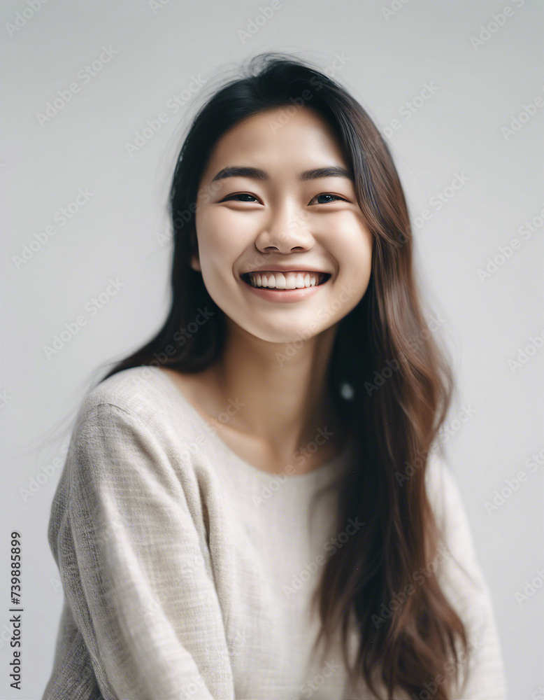 Portrait of an Asian young woman with a happy and sincere smile, isolated white background. copy space for text
Portrait of an Asian young woman with a happy and sincere smile, isolated white background. copy space for text