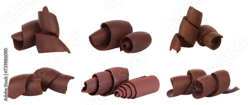 Obraz na płótnie Set of Chocolate Curls and shavings, isolated on transparent background