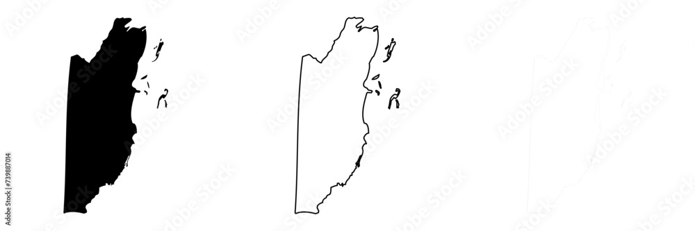 Belize country silhouette. Set of 3 high detailed maps. Solid black silhouette, thick black outline and thin black outline. Vector illustration isolated on white background. Belize country silhouette. Set of 3 high detailed maps. Solid black silhouette, thick black outline and thin black outline. Vector illustration isolated on white background.