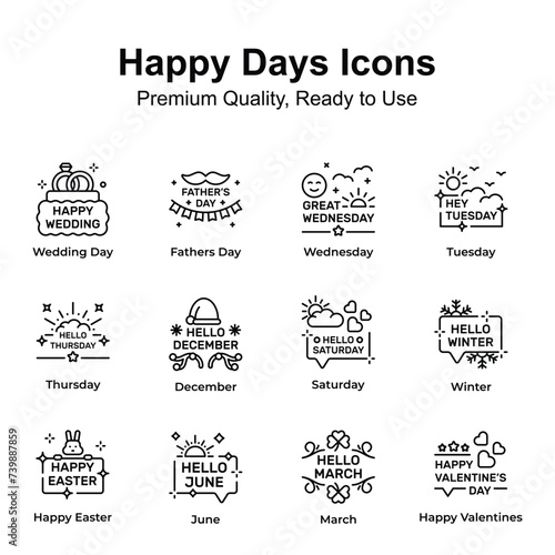 Premium quality happy days icons set, up for premium use