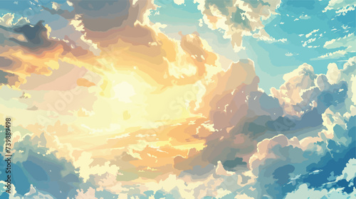 Sky with clouds on a sunny day. Vector illustration