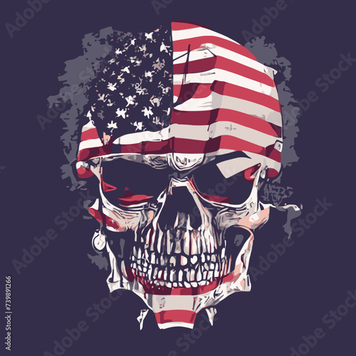 skull vector , cranium skull , human skull vector,free vector with a flag american on it vector design color 