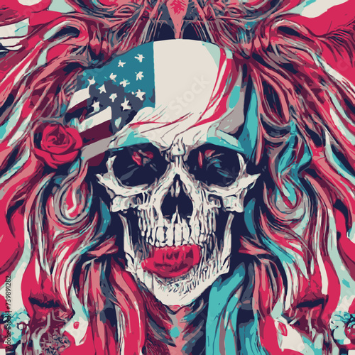 skull vector , cranium skull , human skull vector,free vector with a flag american on her head vector design design for use in design and print poster canvas