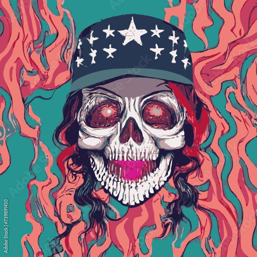 skull vector , cranium skull , human skull vector,free vector with red eyes and a hat vector design vector design 