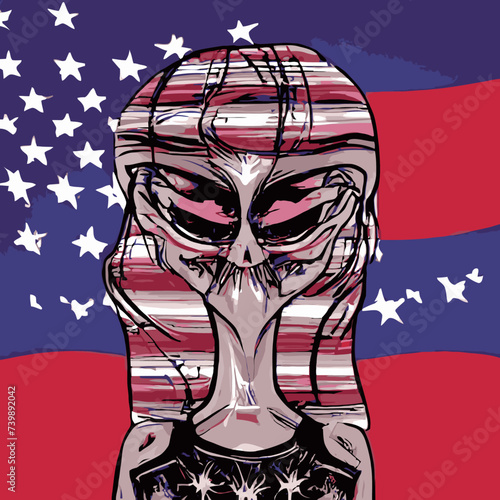 vector artwork A cartoon of a alien vector design vector design prints 