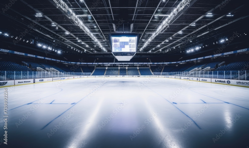 An Eerie Glow Above the Silent, Empty Ice Rink - obrazy, fototapety, plakaty 