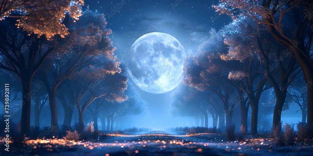 Discover an enchanted forest where trees tell ancient stories beneath moonlit skies. Concept Enchanted Forest, Ancient Stories, Moonlit Skies, Magical Trees