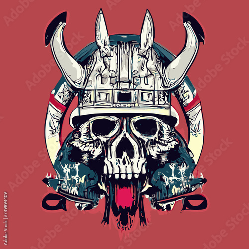 vector artwork A skull vector , cranium skull , human skull vector,free vector with horns and a helmet vector design vector design 