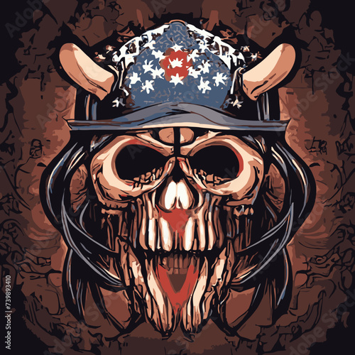 vector artwork A skull vector , cranium skull , human skull vector,free vector with horns and a hat vector design vector design 