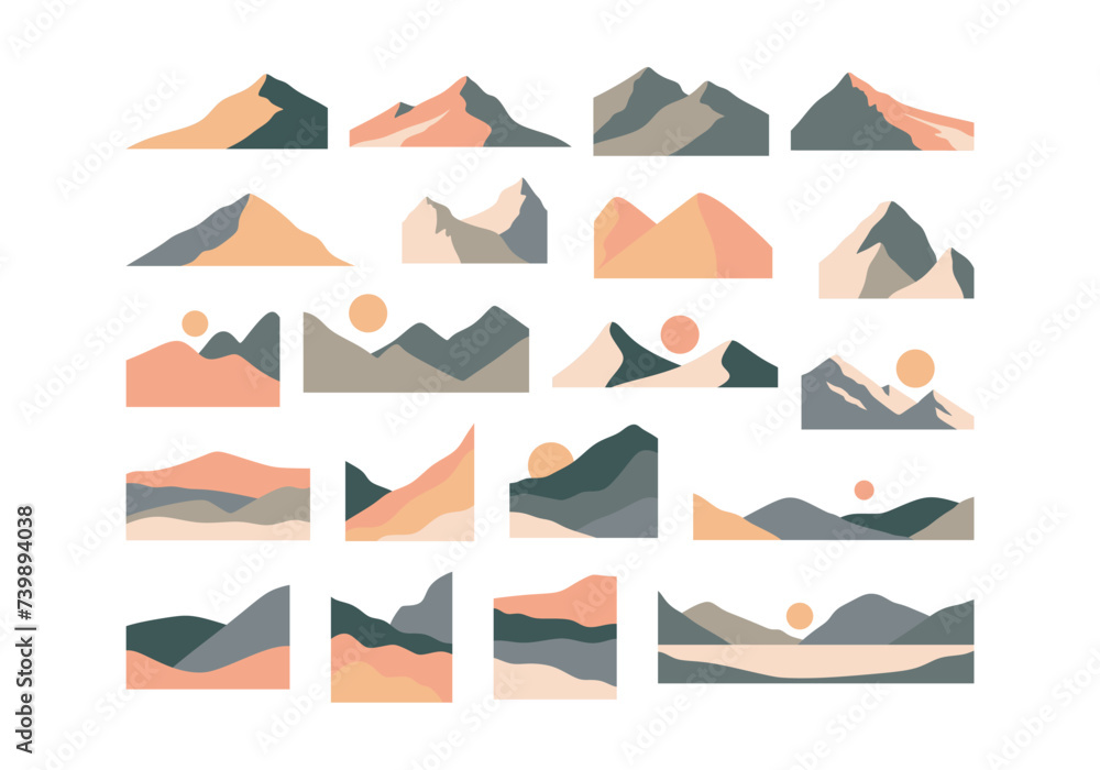 Mountain Bohemian Silhouette Shape Set Mountain Bohemian Silhouette Shape Set