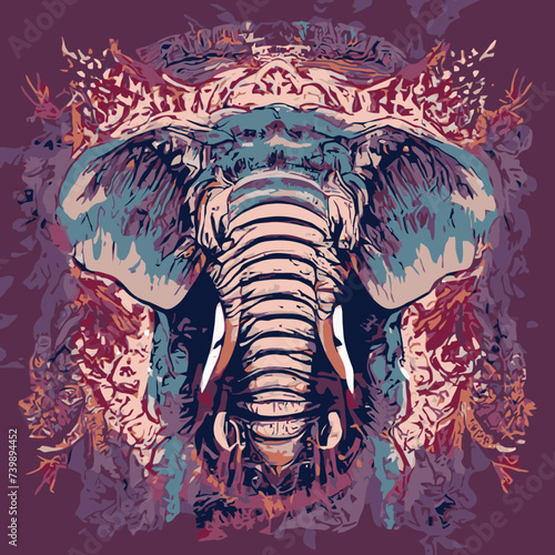 vector artwork An elephant with tusks and a purple background vector design design for use in design and print poster canvas