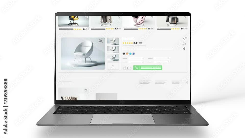 Online marketplace website animation. E-commerce and shopping products. Marketing, trading and sales product homepage. Laptop version. Online marketplace website animation. E-commerce and shopping products. Marketing, trading and sales product homepage. Laptop version.