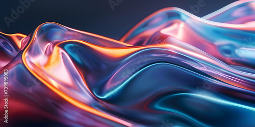 3d render Dynamic curve background made of colored glass, dark background 