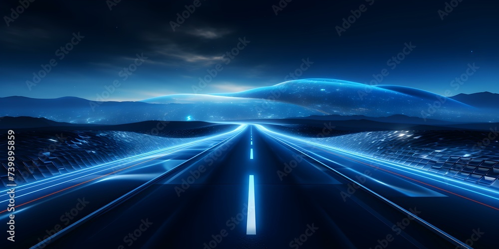 The future of motorways visualized by hydroge. Concept Transportation, Future Development, Infrastructure, Hydrogen Technology - obrazy, fototapety, plakaty 