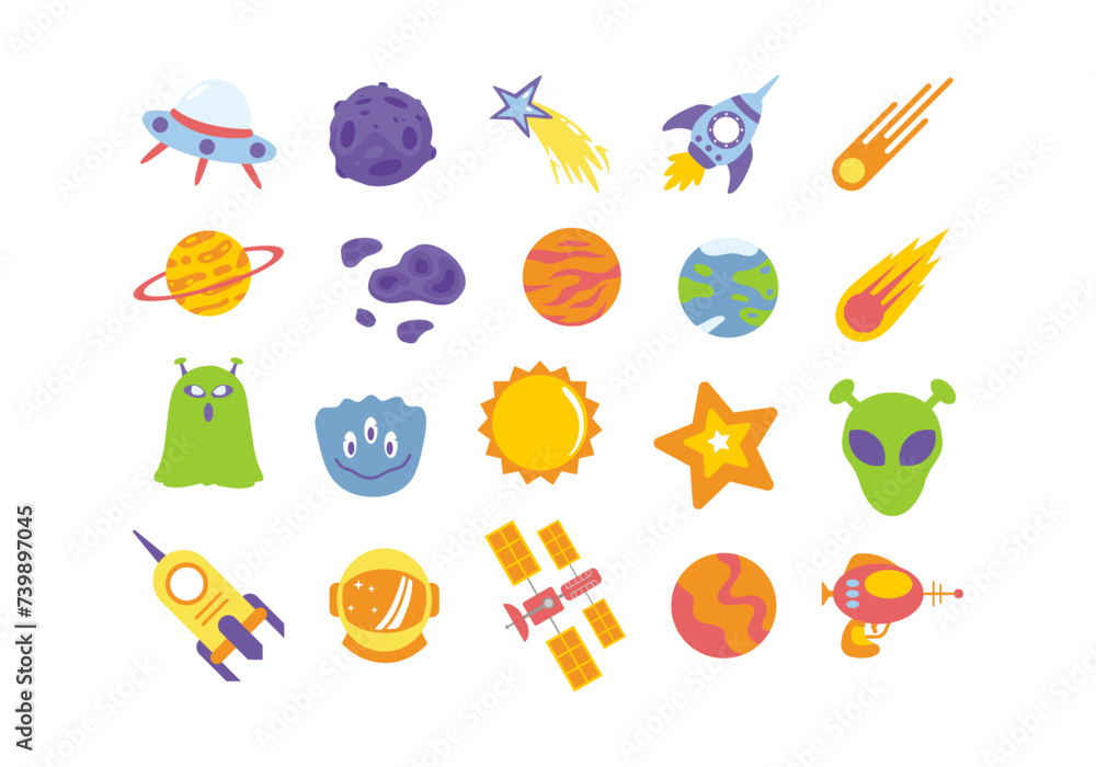 Space Universe Element Illustration Set