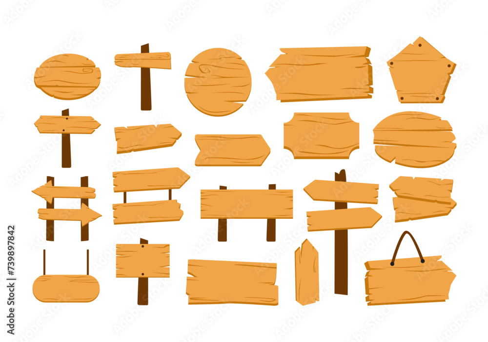 Wood Sign Vector Element Set Wood Sign Vector Element Set
