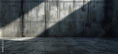 A large scale concrete space. heavy shadow cast. 