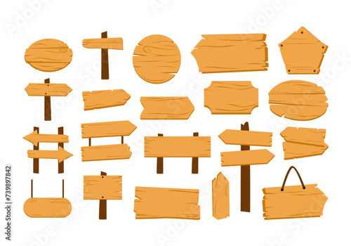 Wood Sign Vector Element Set