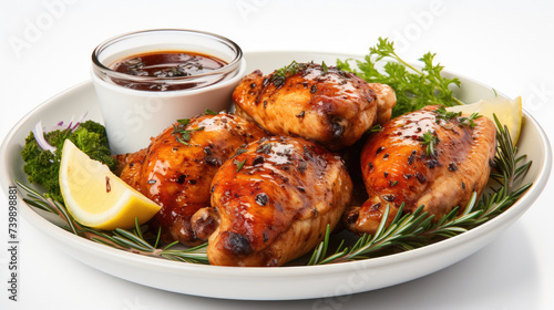 Delicious and juicy grilled chicken legs meat with spices sauces created with Generative AI Technology