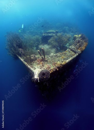 a diver in a shipwreck on Isla Larga off the coast of Venezuela