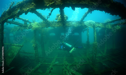 a diver in a shipwreck on Isla Larga off the coast of Venezuela © gustavo