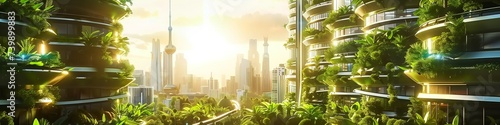 Green utopia embracing ecological future cities with carbon neutrality #739899883