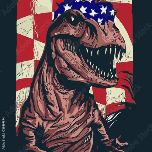 vector artwork color A dinosaur with a flag american vector design prints abstract vector design 