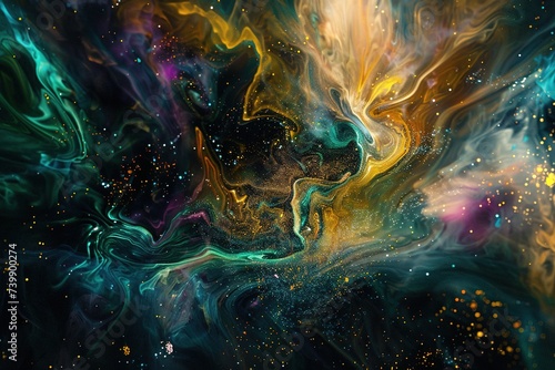 Liquid texture digital background pattern, colorful and bright, the concept of movement, the colors are intense, similar to the cosmic universe.