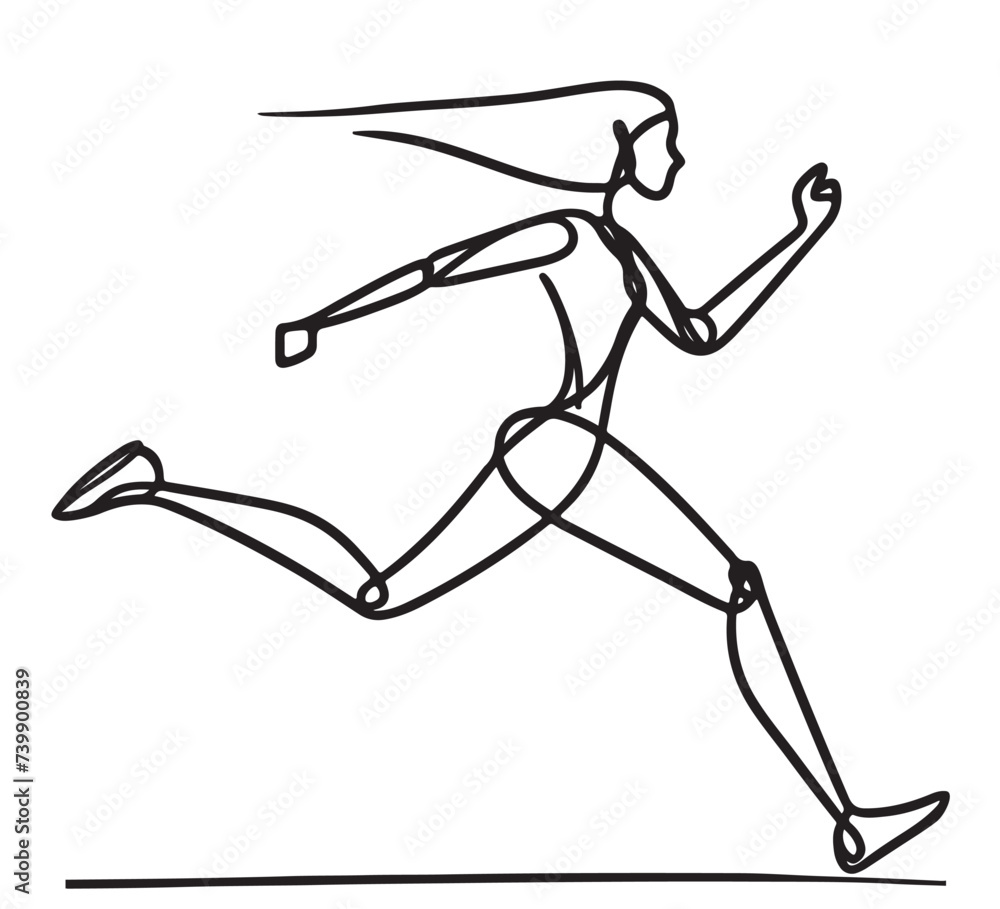 Running woman vector, abstract running person silhouette symbol, modern simple sprinter trail shape Running woman vector, abstract running person silhouette symbol, modern simple sprinter trail shape
