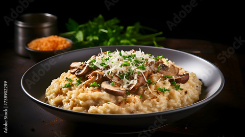 Creamy mushroom risotto with parmesan cheese