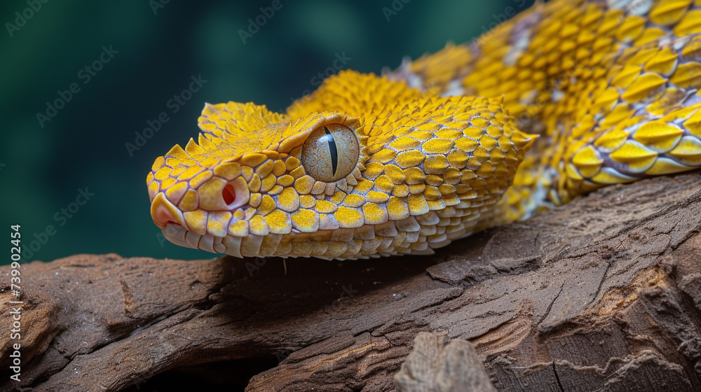 Fototapeta premium Yellow snake on the branch. 
