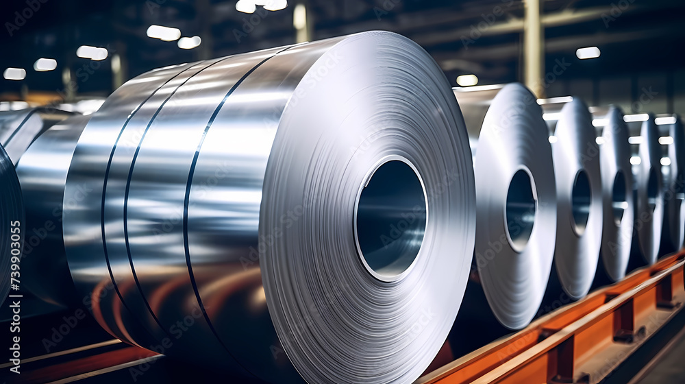 Stock metal profile rolls, industrial background Stock metal profile rolls, industrial background