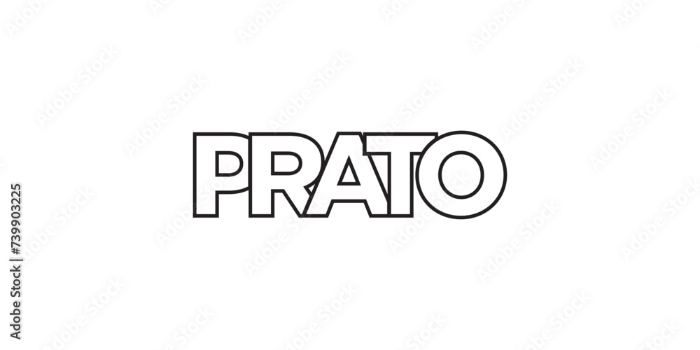 Prato in the Italia emblem. The design features a geometric style, vector illustration with bold typography in a modern font. The graphic slogan lettering.