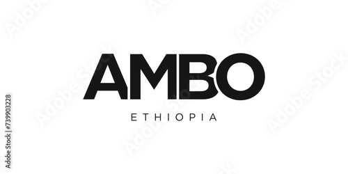 Ambo in the Ethiopia emblem. The design features a geometric style, vector illustration with bold typography in a modern font. The graphic slogan lettering. photo