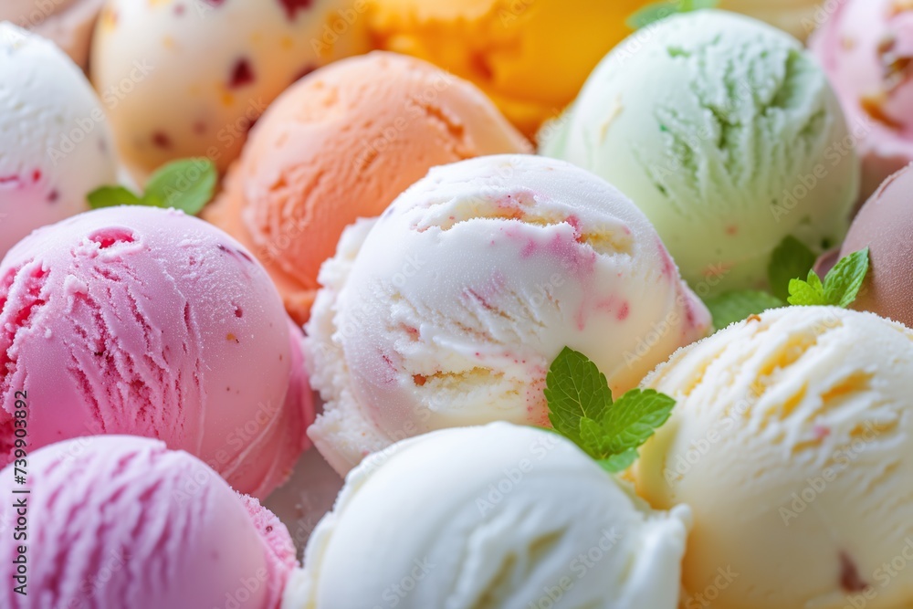 Colorful ice cream scoops background Colorful ice cream scoops background