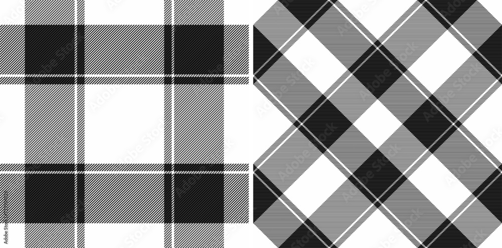 Pattern tartan texture of plaid check fabric with a background seamless vector textile. Set in monochrome colors of mixed straight strip design. Pattern tartan texture of plaid check fabric with a background seamless vector textile. Set in monochrome colors of mixed straight strip design.