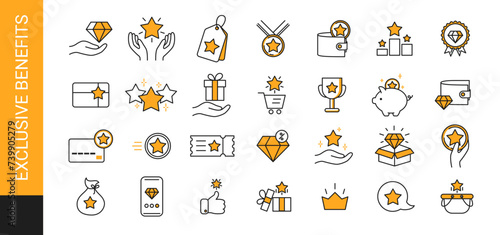 exuclusive benefits line icon set. Vector illustration