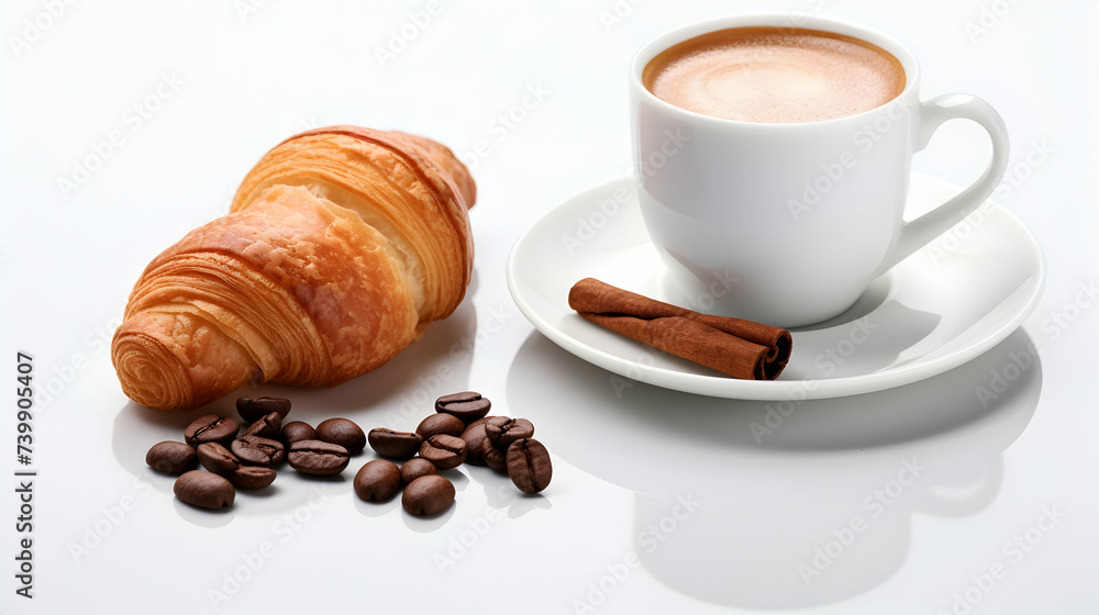 Steaming cup of coffee with a pastry Steaming cup of coffee with a pastry