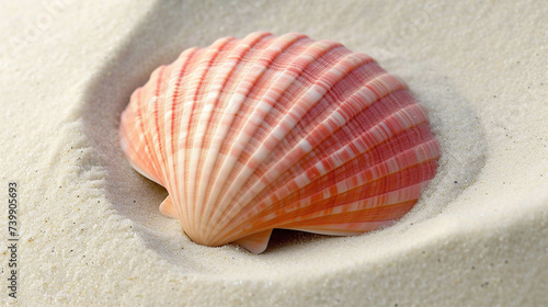 Seashell on the beach. Travel concept. 