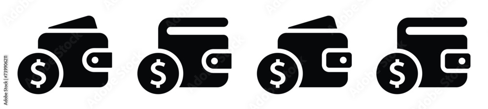Wallet set icon. Money wallet icon, vector illustration Wallet set icon. Money wallet icon, vector illustration